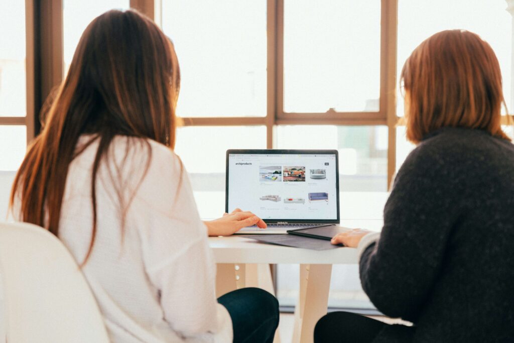 Professionals looking at a laptop